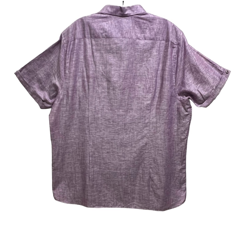 Ted Baker London Men’s Linen Cotton Shirt Button Down Short Sleeve Purple XXL - Picture 2 of 9
